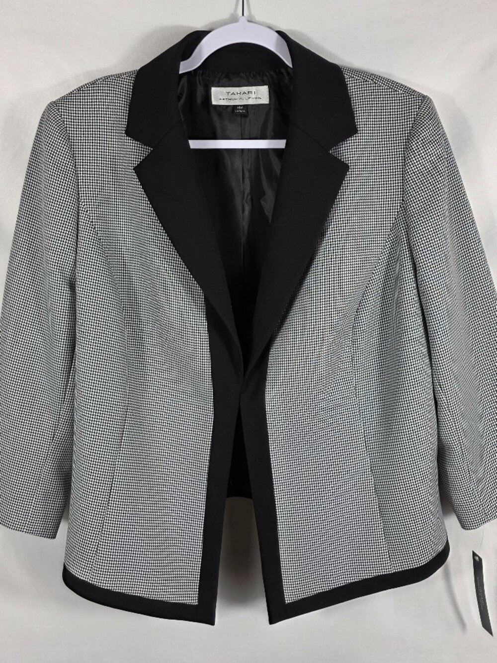 Tahari Arthur Levine Black Houndstooth Blazer Jacket Women's Size 14W NEW